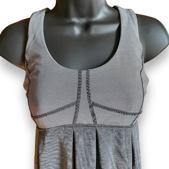 Lululemon Run Your Heart Out Tank Racerback Heathered Black White Microstripe 8 - Picture 4 of 14